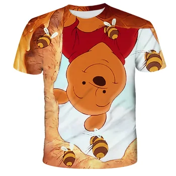 2021 Otroci T-Shirt Fantje/Dekleta Risanka Winnie the Pooh T Otrok Poletje Kratek Rokav Krpo 3D Tiskanih Srčkan Vrhovi 4T-14T 109581