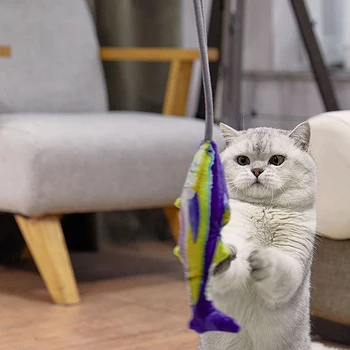 Pet Smešno Mačka Napihljive Igrače Vibrira Catnip Igrača Ustvarjalna Simulacije Swing Ribe Palico Bije Ročno Upravljanje S Ribji Rep Igrača
