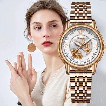 2021 Novo SUNKTA Watch Luksuzne blagovne Znamke Žensko ročno uro Japonska Movt 30 M Nepremočljiva Zlato Drago Analogna Quartz uro Ženevi