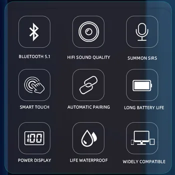 Brezžične Slušalke TWS Bluetooth Slušalke 5.1 z Mic Šport Vodotesne Slušalke Dotik za Nadzor Mini Čepkov za Samsung Lotus 2037