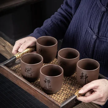CHANSHOVA 160 ml Tradicionalni Kitajski Slog Ročno Poslikane Keramike, Vijolična Gline Teacup skodelico Kave vrč Kitajske Keramike, čaj, set H399 2191