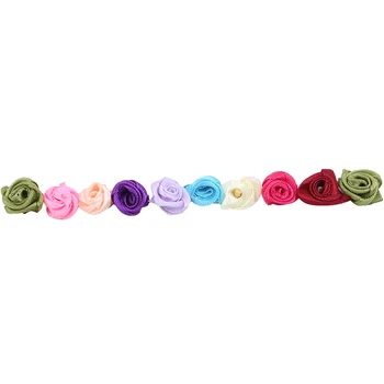 100 kozarcev 10 mm Mix Barve Small Rose Cvet Mini Ročno Saten Trak Dvignila Glavo Poroko Scrapbooking Dekoracijo Oblačila Dodatki 2345