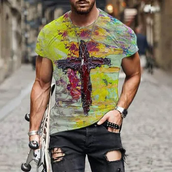 Navzkrižno Vzorec Tiskanje Nov Element, Street Style 3D Majico Vrednost-Za-Denar Unisex Velikosti T-shirt Poletje Priljubljena Priložnostne Slog 25187
