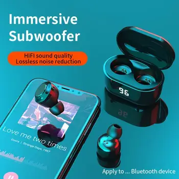 2021 Brezžični Gumb TWS 5.0 Bluetooth Slušalke Nadzor Slušalke LED Zaslon za Šport Vodotesne Slušalke 2550