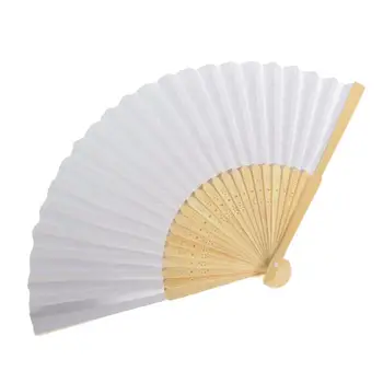 Bele Zgibanje Papirja Strani Fan Kitajski Elegantno Bambusa Fan svate Darilo DIY Risanje Papir Fan 2625