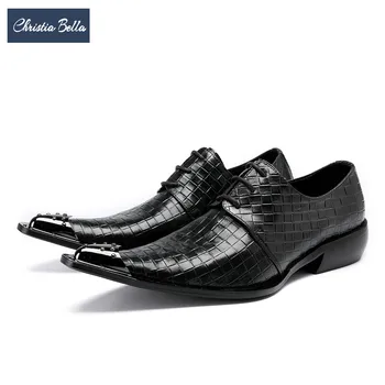 Christia Bella Moda Italijanski Moški Oxford Čevlji Črni Pravega Usnja Poroko Moških Obleko Čevlje Čipke Poslovnih Brogue Čevlji 2691