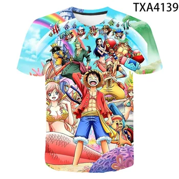 2021 novo enega kosa Luffy 3D natisnjeni T-shirt za moške in ženske priložnostne ulične O-Neck top poletni Enem Kosu prevelik T-shirt 33440