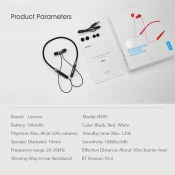 Lenovo Slušalke Bluetooth5.0 Brezžične Slušalke Magnetni Neckband Slušalke IPX5 Nepremočljiva Šport Slušalka z šumov Mikrofona 4336