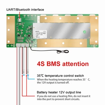 QUCC Smart BMS 4S 6S 7S 8S 150A Lifepo4 12V 24V Inverter Sončne Energije 3,7 V 3.2 Proti Baterije Protection Board UART Bluetooth bms 4925