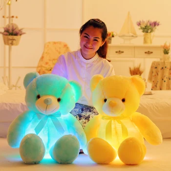 50 cm Ustvarjalne prižgejo LED medvedek Nagačene Živali Plišastih Igrač Pisane Žareče Božično Darilo za Otroški Vzglavnik 7810
