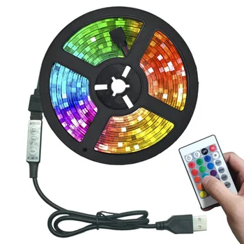LED Trak Svetlobe, USB, Bluetooth TV Ozadja Trakovi Luči 0.5-5m Svetlobe Pasu Z IR Daljinski Barva Spreminja Osvetlitev Za Dom Dekor 8711