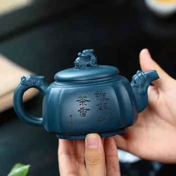 Yixing Znanih Vijolično Gline Zmaj Čaj Pot Ročno Kung Fu Grelnik Vode Blato Zelena Sifang Tamron Ustvarjalne Teaware 8787