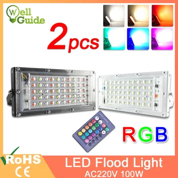 LED Poplav Svetlobe 50 W 100W RGB Led Žaromet Daljinski upravljalnik COB čip LED ulične Svetilke AC220V 240V vodotesen IP65 zunanja Razsvetljava 9554