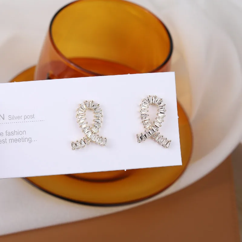Vroče modni nakit fine AAA cirkon 14K pozlačeno srebro 925 iglo uhani preprost križ uhani sijoče ženske svate 3