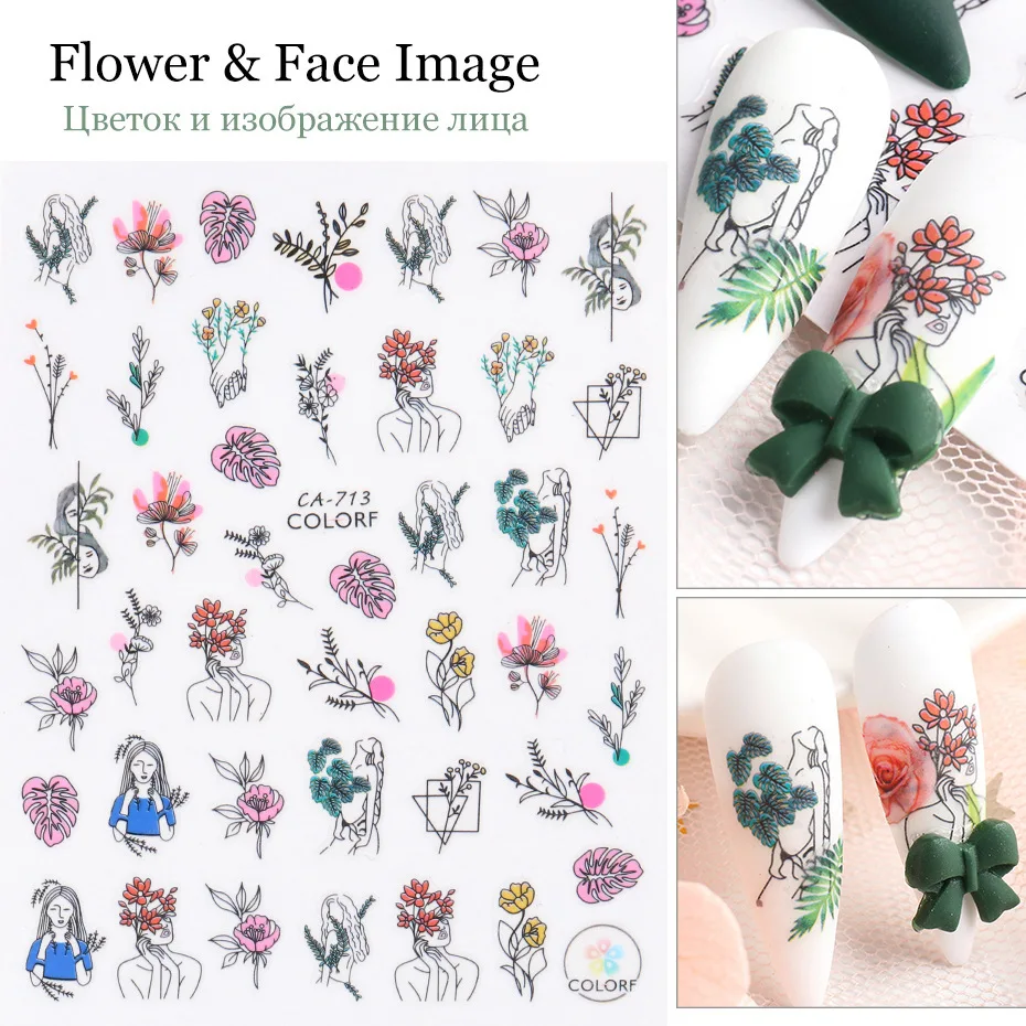 New manikura 3D samolepilne nalepke spomladi in poleti, naravno cvetje simulacije posušeno cvetje barvne nalepke za nohte 5