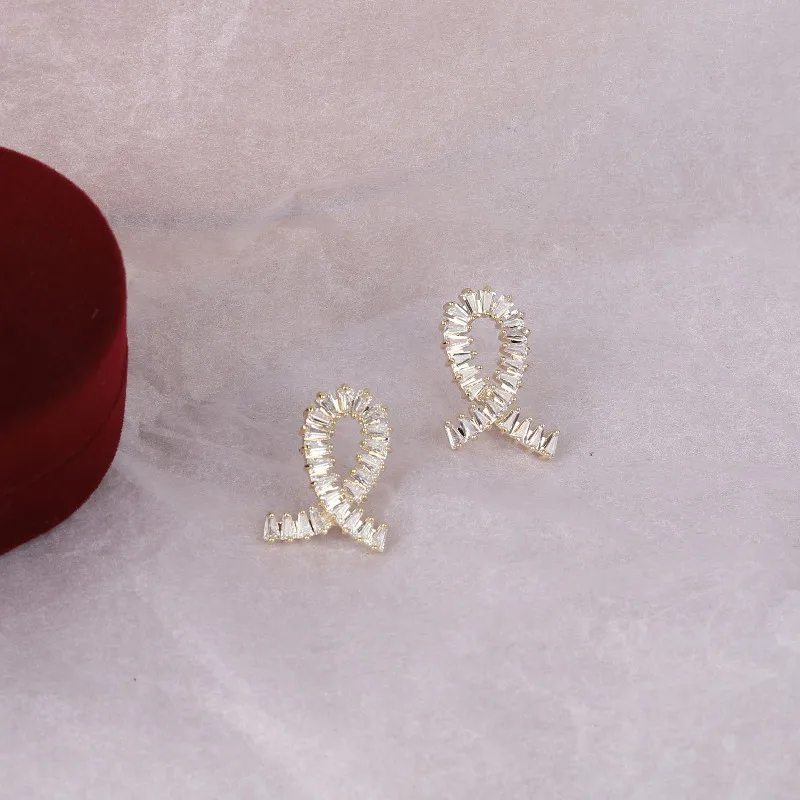 Vroče modni nakit fine AAA cirkon 14K pozlačeno srebro 925 iglo uhani preprost križ uhani sijoče ženske svate 5